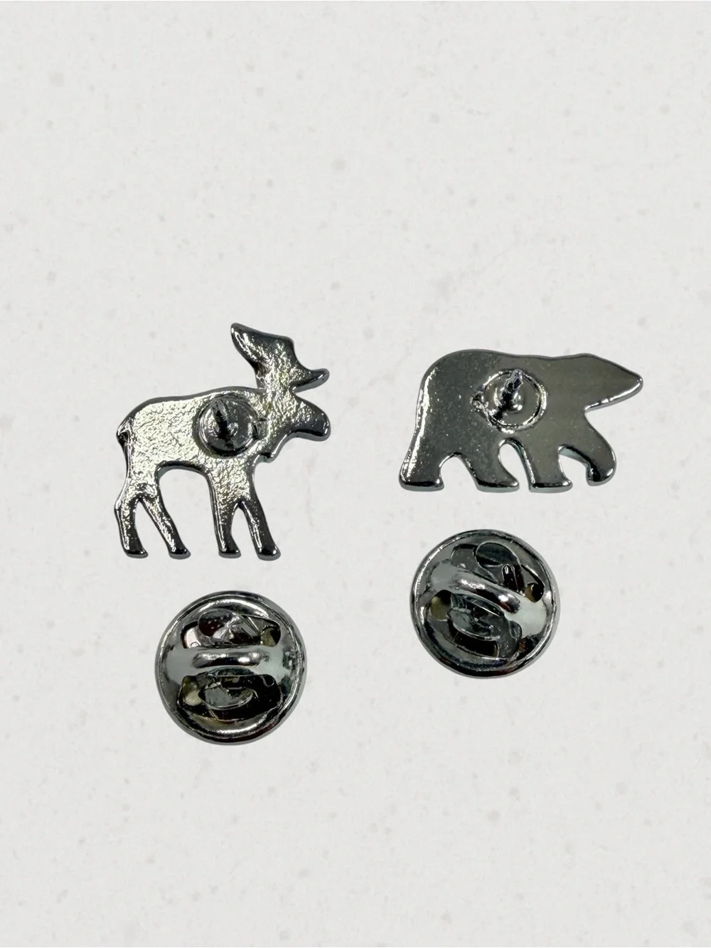 Moose Bear Pin Brooch Silver Tone Abalone Purple Green Pink Woods Camping Animal